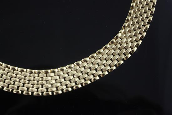 A modern Italian 18ct gold brick link bracelet, 19cm.